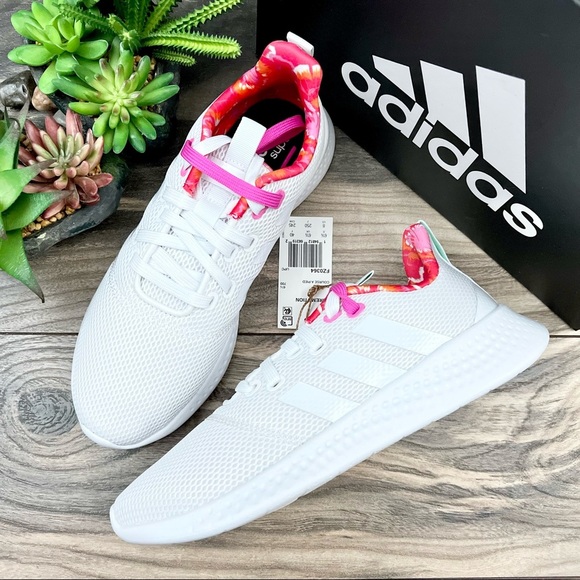 NIB Adidas Puremotion Running Inspired Athletic Sneaker White Pink Red Womens 8 - Picture 2 of 12